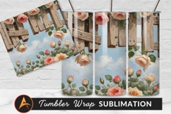 Roses Over Rustic Fence Sky Tumbler Png Product Image 1