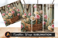 Roses In Baskets Against Rustic Wooden Fence Tumbler Product Image 1