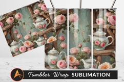Roses And Teapots Seamless Victorian Style Pattern Tumbler Product Image 1