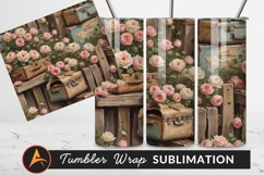 Vintage Suitcases With Roses On Wooden Fence Tumbler Product Image 1