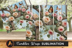 Roses And Butterflies On Wooden Arbor Painting Product Image 1