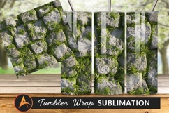 Mossy Stone Wall Texture With Green Plants Tumbler Product Image 1