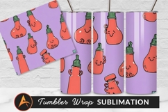 Playful Ketchup Bottle Seamless Pattern Tumbler Png Product Image 1