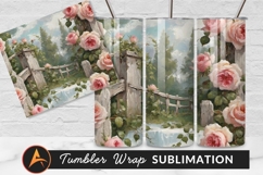 Roses Over Weathered Fence Oil Painting Tumbler Png Product Image 1