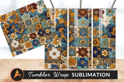 Floral Mosaic Tiles Artwork Tumbler Png Product Image 1