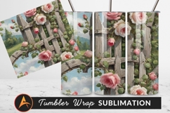 Roses Over Weathered Fence Art Tumbler Png Product Image 1