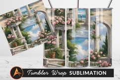 Painted Seaside Rose Garden With Stone Columns Tumbler Product Image 1