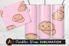 Cute Bread Cartoon Seamless Pattern Pink Background Product Image 1