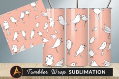 Seamless Pattern White Birds On Salmon Background Product Image 1
