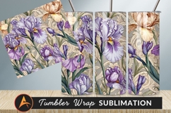 Elegant Floral Pattern With Purple Irises Tumbler Product Image 1