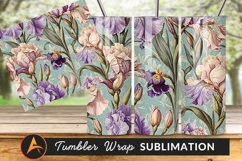 Floral Pattern With Irises For Tumbler Png Product Image 1