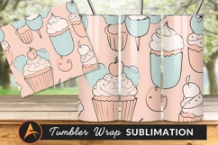 Cute Cupcakes And Desserts Seamless Pattern Vector Tumbler Product Image 1