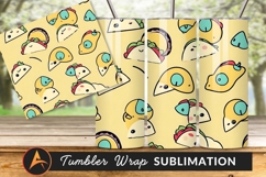 Cute Cartoon Taco And Lizard Pattern Tumbler Png Product Image 1