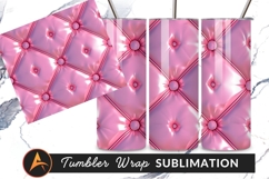 Pink Diamond Stitched Upholstery Texture Tumbler Png Product Image 1