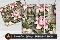 Pink Floral Pattern Wood Background Tumbler Png Product Image 1