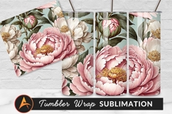 Beautiful Pink And White Peonies Illustration Tumbler Png Product Image 1