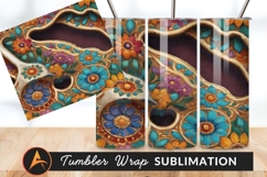 Ornate Colorful Floral Tumbler Png Design Product Image 1