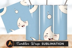 Cartoon Moon Pattern On Blue Background Tumbler Product Image 1
