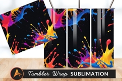 Colorful Paint Splashes On Black Background Tumbler Png Product Image 1