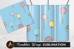 Lollipops Seamless Pattern Candy Blue Background Tumbler Png Product Image 1