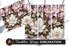 Floral Pattern On Wooden Background Tumbler Png Product Image 1