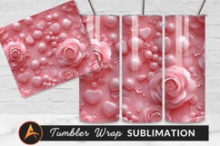 Seamless Pink Roses Hearts And Spheres Pattern Product Image 1