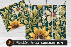 Embossed Floral Design Teal Backdrop Tumbler Png Product Image 1