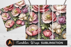 Floral Pattern Tumbler Png With Pink Poppies Product Image 1