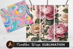 Floral Peony Pattern In Pink And Cream Tumbler Png Product Image 1