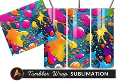 Colorful Paint Splatter Abstract Tumbler Png Background Product Image 1
