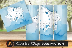 Blue Watercolor With Abstract Ink Blot Overlay Tumbler Product Image 1