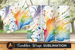 Abstract Watercolor Paint Splashes Tumbler Png Art Product Image 1