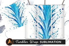 Blue Watercolor Splash Abstract Tumbler Png Design Product Image 1