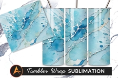 Aqua Blue Watercolor Splatter Art Texture Tumbler Png Product Image 1