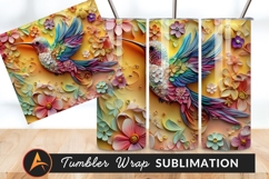 Colorful Hummingbird Surrounded By Floral Elements Product Image 1
