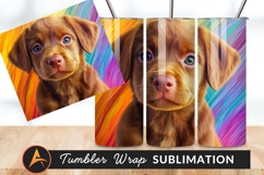 Adorable Puppy Dog Portrait On Colorful Background Product Image 1