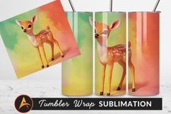 Cute Bambi Deer On Colorful Background Tumbler Png Product Image 1