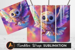 Colorful Baby Owl Flying Tumbler Png Product Image 1