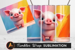 Cute Piglet On Rainbow Background Tumbler Png Product Image 1