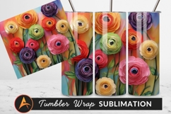 Colorful Ranunculus Flowers Artistic Arrangement Tumbler Png Product Image 1