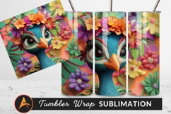 Cartoon Bird Character With Flower Crown Tumbler Png Product Image 1
