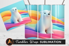 Cute Polar Bear On Colorful Waves Tumbler Product Image 1