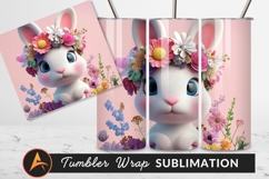 Cute Bunny With Floral Crown Springtime Pink Tumbler Product Image 1