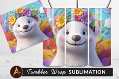 Cute Bear With Flower Crown Tumbler Png Product Image 1