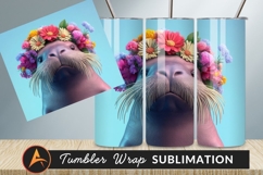 Walrus With Floral Crown On Bright Background Product Image 1