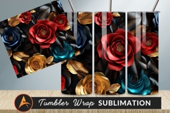 Luxurious Colorful Rose Floral Arrangement Tumbler Png Product Image 1