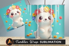 Cute White Character Wearing Flower Crown Tumbler Png Product Image 1