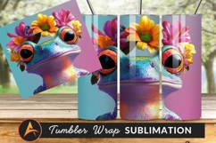 Floral Crown Frog Bright Colors Digital Art Tumbler Product Image 1