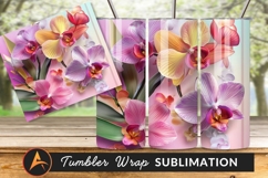 Colorful Orchid Floral Arrangement Tumbler Png Design Product Image 1