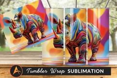 Colorful Abstract Rhino Graphic Art Tumbler Png Product Image 1